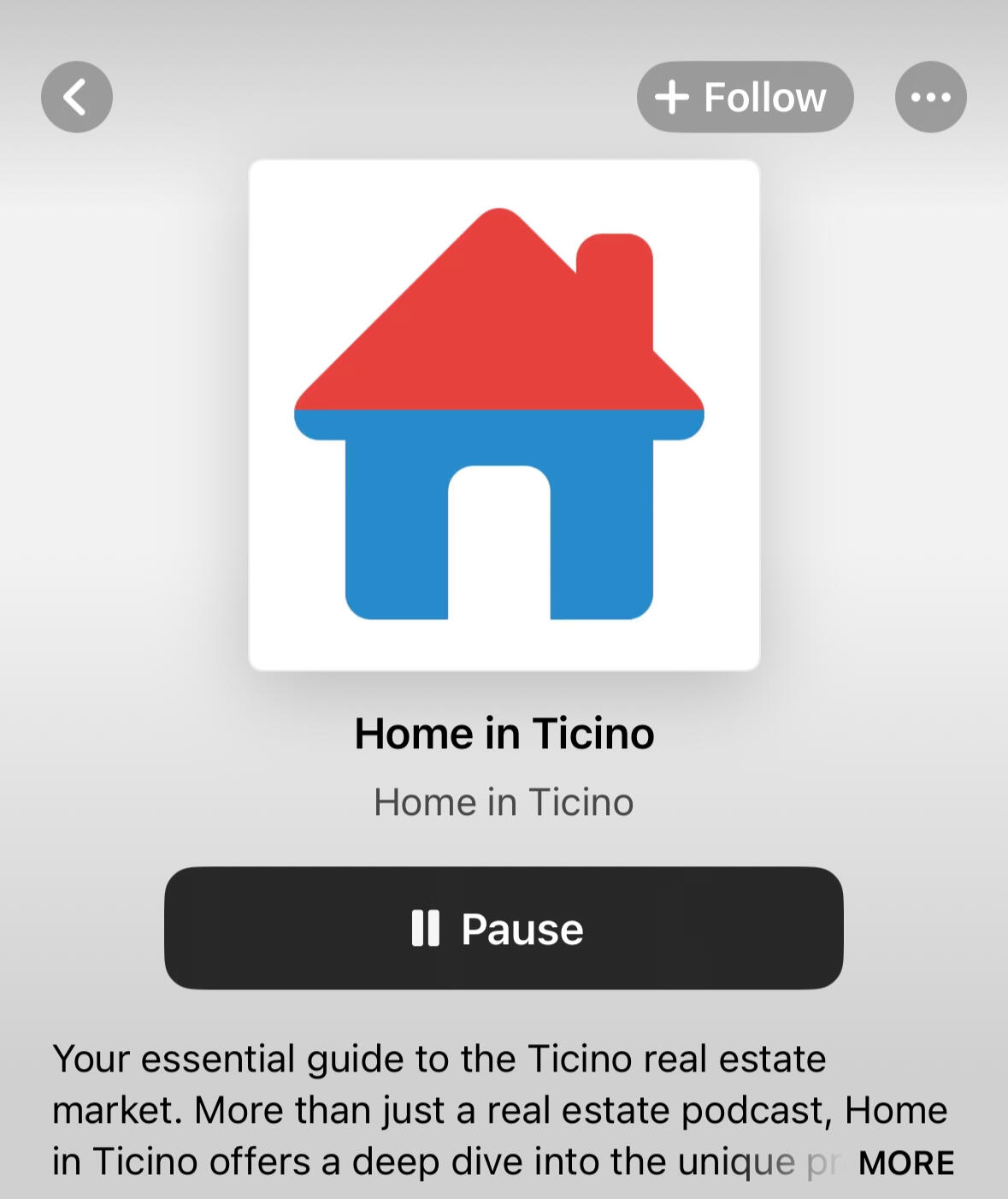 Screenshot of Home in Ticino from Apple Podcasts